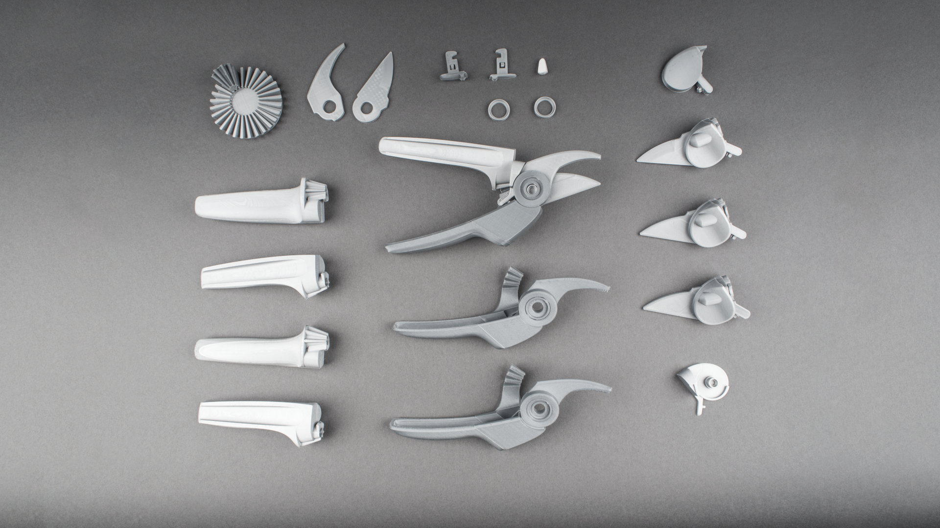 3D printed prototypes of redesigned pruner